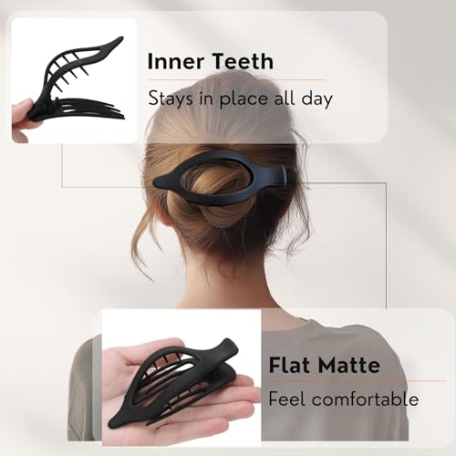 8 Pack Flat Hair Clips for Women,Matte No Crease Flat Claw Clips, Large Strong Hold Barrettes for Thick & Thin Hair, French Duckbill Styling Accessories - color: Assorted Colors