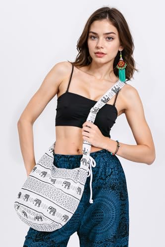 Your Cozy Hobo Sling Bags For Women Crossbody Bag Thai Top Handmade Shoulder Bag with Adjustable Strap - color: Tribe-14