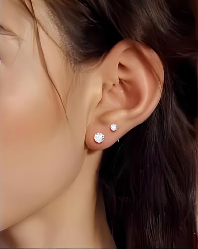 10 Pairs Small Stud Earrings for Women Precision-Cut Cubic Zirconia Earrings for Sensitive Ears Hypoallergenic Surgical Stainless Steel Tiny Stack Earrings for Multiple Piercing - color: Various Sizes-5 Pairs-Gold