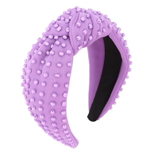 YISSION Lavender Purple Knotted Headband for Women - Wide Beaded Hair Hoop, Stylish Hair Accessory for Daily Wear, Parties & Casual Outfits - color: Purple