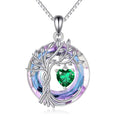 POPLYKE Mothers Day Gifts for Mom Her Wife Tree of Life Necklace 925 Sterling Silver Birthstone Pendant with Crystal Anniversary Birthday Wedding Jewelry for Women - color: 05-May-Emerald, style: White Gold Plated-Amethyst Crystal