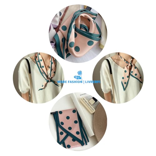 Hair Head Neck Bag Long Scarf Versatile Wrap for Women Soft & Lightweight for Everyday Chic - color: 10 Pink Polka Dot 3.7 X 38 Inch
