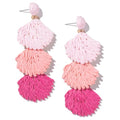 Boho Raffia Earrings Starfish Shell Seashell Dangle Drop Earrings Cute Statemnet Trendy Jewelry Summer Beach Outfits for Women - color: Pink, size: Shell