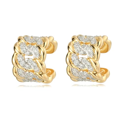 MTMY Gold Ear Cuff Earring for Women 14K Gold Plated Cubic Zirconia Non-Pierced Clip on Cartilage Chunky Ear Cuffs Hypoallergenic Jewelry - style: twist / pair