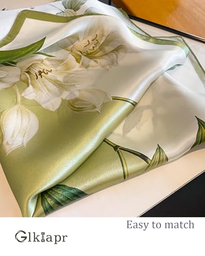 Satin Bandana Headscarf for Women Silky Hair Scarves for Fashion Lightweight - color: 16-green Anemone