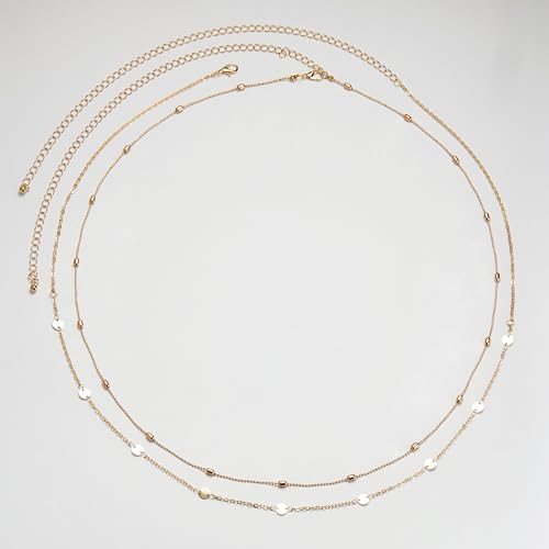 Belly Waist Chain Beads Pearl Coins Layered Belly Chains Boho Gold Plated Sexy Bikini Body Chain Adjustable Jewelry for Women - style: C- coins