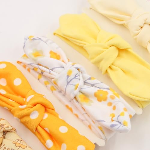 Baby Headbands Soft Stretchy Baby Girl Bows Newborn Infant Toddler Headwrap Hair Accessories - color: Yellow