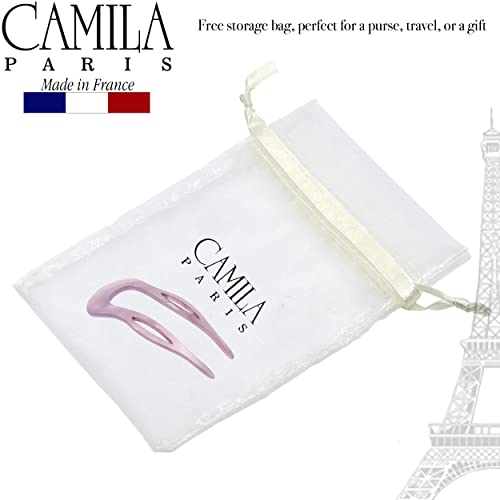 Camila Paris CP3415 French Twist Stick Clip Pins, Purple, Wavy Hair Pin U-Shaped Hair Fork for Girls Spiral Updo Chignon Bun Holder, Fashion Flexible Styling Hair Accessories for Women, Made in France - color: 2-Prong Purple
