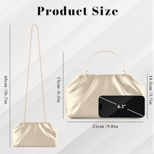 ERKOON Clutch Purse for Women Elegant Pleated Evening Bag Crossbody Shoulder Handbag Envelope Bag with 2 Detachable Chain - color: Nude Pink