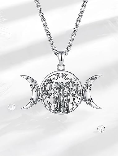 INFUSEU Mystical Hecate Triple Moon Goddess Necklaces, Divine Feminine Protection Gifts - style: Triple Moon Goddess - Tree of Life