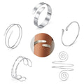 Giovanchi 5 Pieces Arm Cuff Upper Arm Band Cuff Bracelets for Women Adjustable Armband Set - style: D-Silver