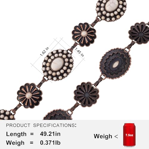 Montana West Rustic Couture's Large Western Concho Metal Belts for Women Cowgirl - color: Angel White