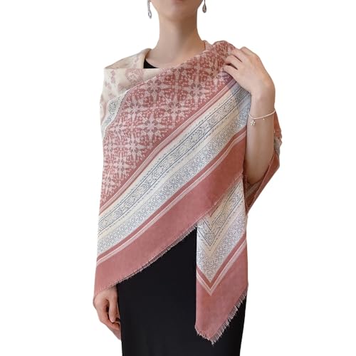 K-Elewon Large Square Scarf 51" Cotton and Linen Hand feel Scarf Fashion Scarves Hair Wrapping Scarfs Neck Scarves for Women - color: H2306