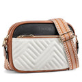 BOSTANTEN Quilted Crossbody Bags for Women Vegan Leather Purses Shoulder Handbags with Wide Strap - color: Q-beige With Black With Brown