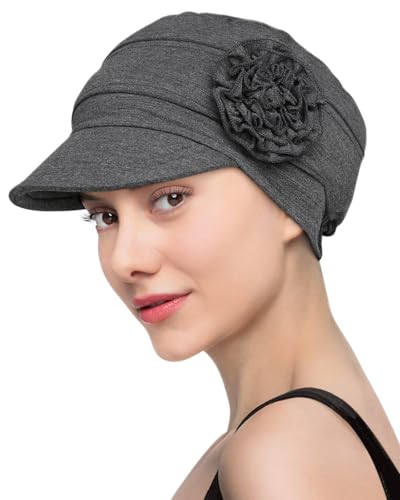 Hachapy Soft Newsboy Cap for Women Slip on Headwear Summer - color: Dark Heather Grey