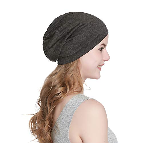 Alnorm Soft Stretchy Sleep Cap Unisex Skull Cap Chemo Hat for Cancer Patients Dark Grey - color: Dark Grey