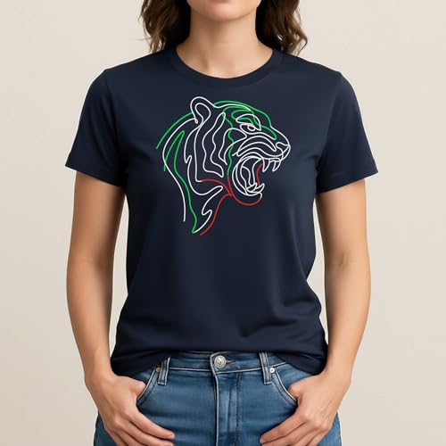 Neon Tiger T-Shirt – Minimalist Retro Apparel – 100% Cotton Unisex Tee - color: Navy, size: Small