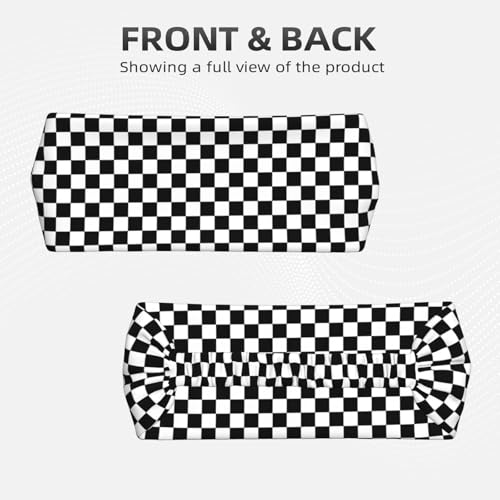 Black And White Checkered Elastic Headband Breathable Athletic Sweat Headbands For Men Women - color: 7