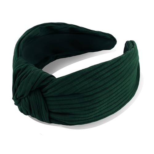 YISSION Wide Knotted Headbands for Women Non Slip Head Band Green Headband Fashion Top Knot Hairband Hair Accessories for Women Girls - color: Green