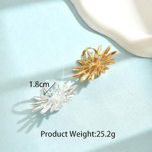 Vintage Rhine Sunflower Ring,Colorful Large Flower Rings Crystal Sunflower Finger Joint Opening Rings Wedding Party Ball Jewelry Accessories for Women - color: Silver