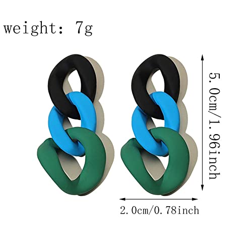 Charm Elegant Hollow Color Chain Acrylic Geometric Temperament Dangle Drop Earrings Bohemian Minimalist Hypoallergenic Jewelry Gift - color: Black Blue Green earrings