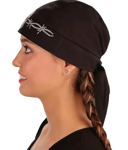 Sparkling EARTH - American Made Skull Caps Doo Rags Do Rag Durag Headwrap Head Wraps Skullies - Made in The USA! - color: Skull and Barbed Wire Rhinestone on Black Cap