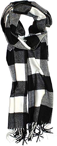 VERONZ Super Soft Classic Cashmere Feel Winter Scarf - color: Black White Buffalo Check