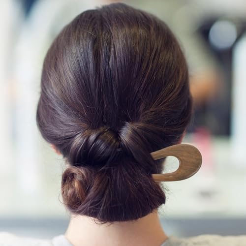 Sandalwood Hair Stick Hair Fork 14.5x4.3cm Double Prong Hairpin for Women Classical Updo