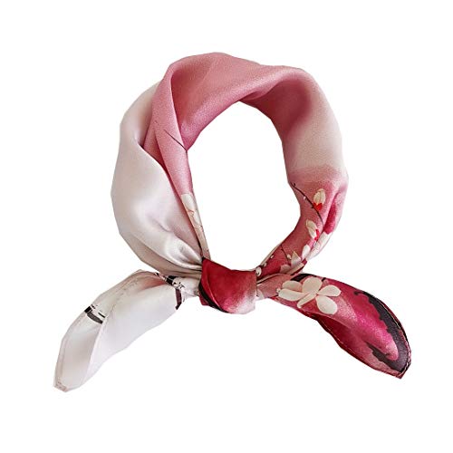 FONYVE 100% Mulberry Silk Scarfs for Women-Lightweight Square Satin Head Scarf-Small Silk Hair Scarf for Sleeping 21"x21" - color: 08 Gradient Red