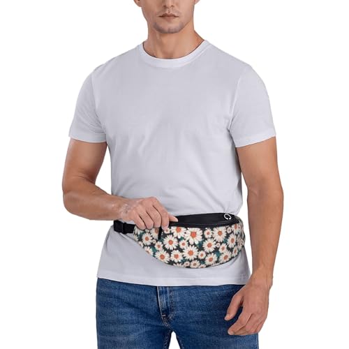 daisy beautiful flower wild garden Fashion casual fanny pack waist bag men women adjustable belt waist bag for travel hiking cycling running festival carnival - color: Black28