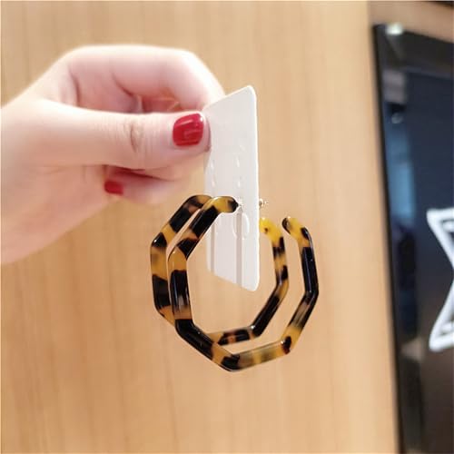 Boho Acrylic Hoop Earrings Bohemian Statement Colorful Acetate Lucite Tortoise Shell Resin Geometric Big Lightweight C Open Hoops Earrings for Women Prom Party Holiday Fashion Jewerly Gifts - color: Large leopard