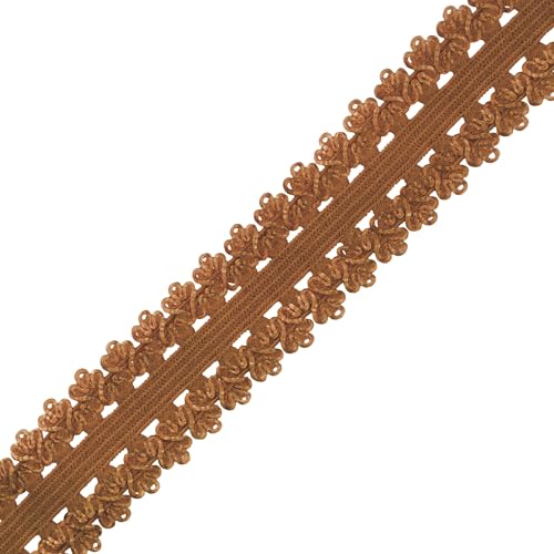 Mandala Crafts Brown Stretch Lace Soft Elastic Trim Roll - 55 Yards 1 Inch Wide Stretchy Frilly Picot Ribbon for Sewing Lingerie, Headbands, Underwear, and Crafts - color: Brown