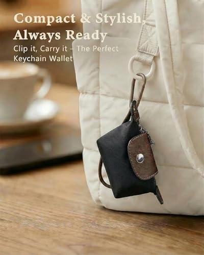 Wuflyover Coin Purse for Women, Mini Nylon Change Purse with Keychain, Small Zip Pouch for Coins, Cash, Cards (blak) - color: blak