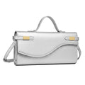 NEWBELLA Handwoven Women's Clutch Purse, Crossbody Bag with Adjustable Strap for Evening & Casual Use - color: Silver