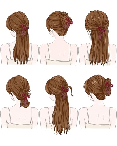Mesovor 4 Pack Bow Hair Claw Clips for Women, Nonslip 4.3" Large Hair Grip Clawclips for Thin and Thick | Bowknot Hair Strong Hold Hair Jaw Clamps Gifts (Black, Burgundy, White, Red Polka Dots) - color: Black, Burgundy, White, Red Polka Dots