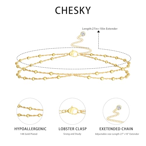 CHESKY Waist Beads for Women, Dainty 14k Gold Plated Waist Chain Beach Accessories Cute Belly Chain Body Chain Gold Chain Belts for Women Summer Beach Jewelry for Womens Gifts Rave Outfits for Womens - style: wave waist beads