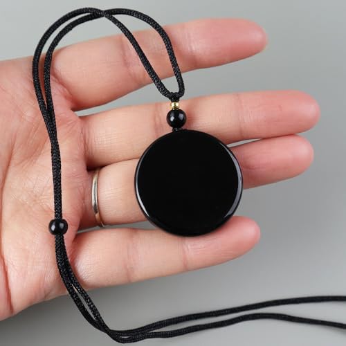 Obsidian Tree of Life Necklaces Orgonite Healing Crystal Stone Pendant Necklace for Spiritual Healing and Meditation Energy Talisman Sacred for Men Women - color: Black obsidian 3
