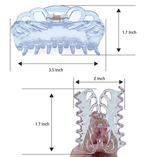 Bphne 4 Pack Clear Hair Clips for Women – 3.5 Inch Butterfly Banana Clips, Non Slip Strong Hold Jaw Clamps, Transparent Hair Clips for Thick or Thin Hair