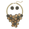 Statement Chunky Flower African Necklace For Women Tribal Fashion Costume Jewelry Earring Sets Unique Big Colorful Rhinestone Crystal Pendent Collar Choker Bib Handmade - color: three flowers amber color