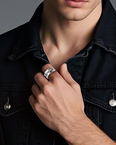 Silver Ring - Vintage Art Adjustable Open Ring, Unisex Finger Jewelry for Men & Women