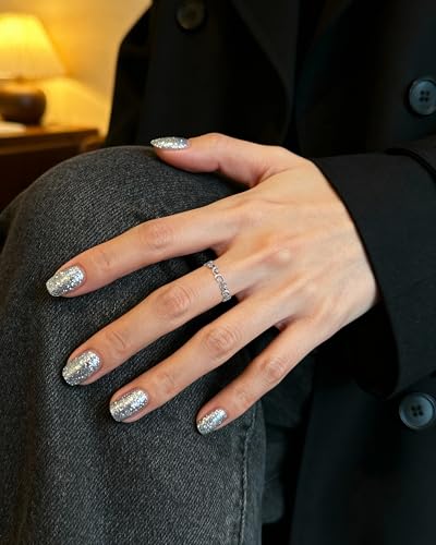 Silver Moon Star Cubic Zirconia Open Ring Boho Stackable Adjustable Ring for Women Boho Jewelry