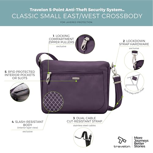 Travelon Anti-Theft Classic Small East/West Crossbody - color: Purple