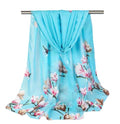 Xyueanlo Women's Chiffon Scarf Lightweight Scarves Fashion Elegant Floral Print Scarfs Shawls - color: Flower Blue