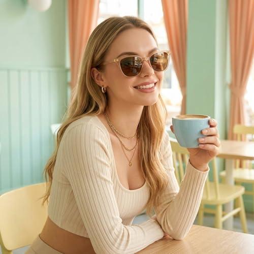 Myiaur Polarized Sunglasses for Women, Trendy Square Shades with UV400 Protection Sun Glasses for Daily (2 Pack) - color: A11 Tortoise+light Brown/ Tea