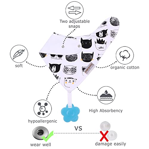 Baby Bandana Drool Bibs 6-Pack and Teething Toys 6-Pack Made with 100% Organic Cotton, Absorbent and Soft Unisex - color: Bandana Bibs - Unisex (6-pack)