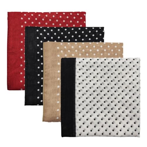 Cotton Like Bandana in Bulk, Head Scarf, Headband, Head wrap, Hair Neck Scarf for Women 22 x 22 inch - color: Bib08 Polka Dot 4pcs