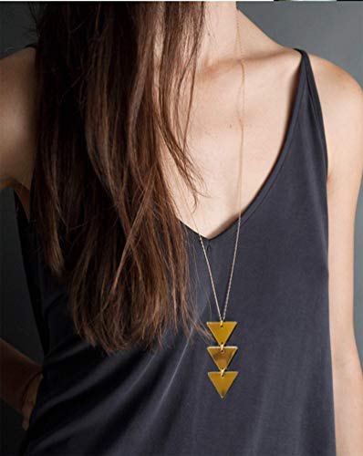 10Pcs Long Pendant Necklace Simple Moon Bar Three Triangle Tassel Lock Sweater Y Shape Punk Chain Choker Necklace for Women Men Gold Silver Plated - style: A:10Pcs Gold Tone