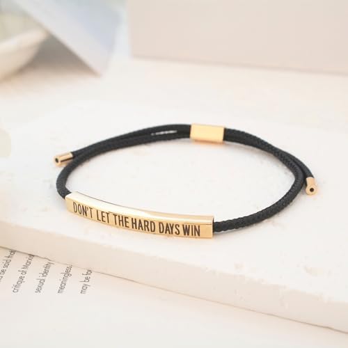 LINY Inspirational Gifts for Women Men, Dont Let The Hard Days Win Gifts, Motivational Inspirational Tube Bracelets Friendship Birthday Meaningful Gift for Friends Female - color: Dont Let-Tube Black+Gold