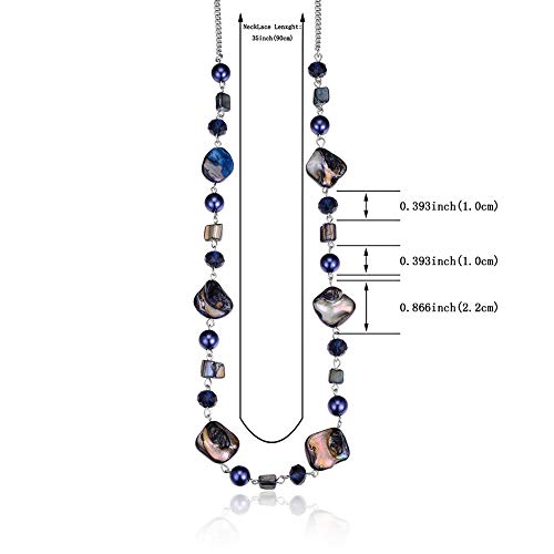 PEARL&CLUB Long Beaded Necklaces For Women - Sweater Chain Fashion Jewelry Necklace Gifts For Women - color: 35-Navy blue