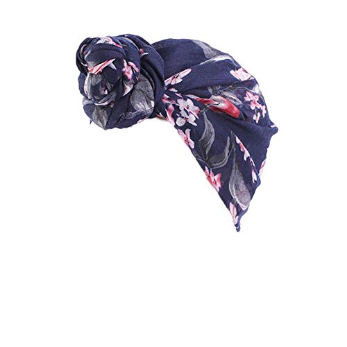 Qianmome Womens Big Flower Turban Beanie Elegant Cap Head Wrap Stretch Long Hair Scarf Headscarf - color: 4pieces-25-style 1
